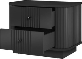 Zestaw szafek nocnych Vesper 56 cm na cokole - czarny / czarne uchwyty