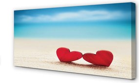Obraz drukowany na płótnie Serca na Piasku