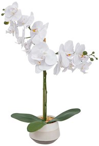 Biały sztuczny storczyk w doniczce CLERA, 52 cm