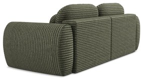 Zielona sztruksowa rozkładana sofa ze schowkiem 266 cm Kini – Makamii