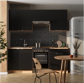 Aneks kuchenny czarny dąb w paski/złoty dąb 200x60x81.6 fame-line