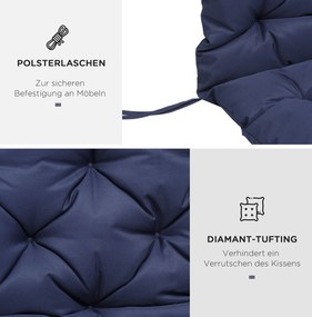 Outsunny Poduszka na Ławkę z Paskami Mocującymi, dla do 3 osób, Grube Wypełnienie Piankowe, Poduszka Siedziskowa