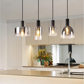 Vintage lampa wisząca do jadalni w kolorze dymu szarego szkła E27 z regulacją wysokości do salonu