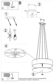 Czarna lampa wisząca z tekstylnym kloszem ø 50 cm Herra – Nice Lamps
