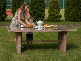 Duży stół ogrodowy 200x100 cm GOCIA półokrągły technorattan