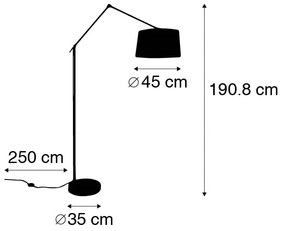 Nowoczesna lampa podłogowa stalowy lniany abażur czarny 45 cm - Editor Nowoczesny Oswietlenie wewnetrzne