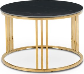 Stolik Kawowy Ceramiczny KORIN 70 cm Czarny Marmur/Złoty Glamour Nowoczesny