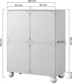 Komoda wysoka Sonatia II 120 cm dwudrzwiowa z dwoma ukrytymi szufladami - burgund
