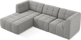 Szary narożnik z materiału bouclé (lewostronny/z szezlongiem) Aloha – Makamii