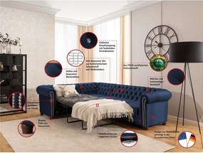 Niebieski aksamitny rozkładany narożnik (lewostronny/w kształcie litery L) York Blik – Ropez