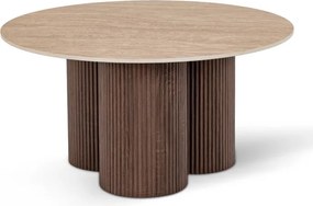 Stolik Kawowy CARTAGENA 80 cm Trawertyn/Orzech Nowoczesny