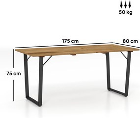 Outsunny Stół Ogrodowy Drewniany 175x80 cm Odporny na Pogodę Balkonowy ze Otworem na Parasol dla 6 Osób Brązowy