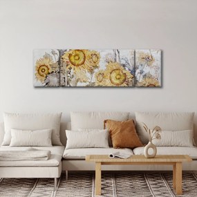 Obraz - Słoneczniki na ścianie (170x50 cm)