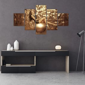 Obraz kobiety w złotym pokoju (125x70 cm)