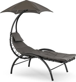 Leżak Ogrodowy z Parasolem CARPA Szary