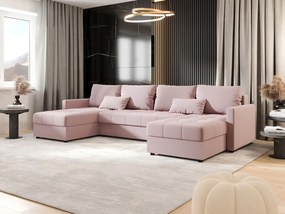 BEDANTE narożnik MOS U BIS Cosmic 14 różowy z funkcją spania sofa w kształcie litery U z pojemnikiem na pościel