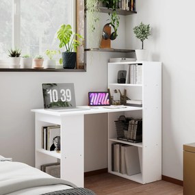 HOMCOM Biurko kuchenne z półką, stolik komputerowy, stół do pracy, stolik na laptopa, regał biurowy, biały, 120 x 55 x 120 cm