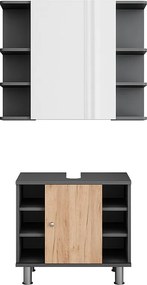 Zestaw mebli łazienkowych antracyt/złoty dąb 60x32x54 fynn