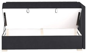 Ciemnoniebieskie narożne łóżko dziecięce ze schowkiem i materacem 90x200 cm Snugi – Ghado