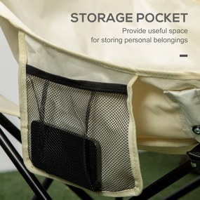 Outsunny Składane krzesło campingowe, rama stalowa, siedzisko z tkaniny, torba, Biały