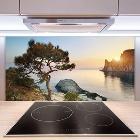 Panel Szklany Pejzaż z Drzewem nad Wodą