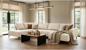 Beżowy narożnik z tkaniny szenilowej (lewostronny/w kształcie litery U) Fabian – Scandic