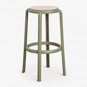 Zestaw 4 Wysokich Stołków Omara Intensywny Verde Olive & ↑75 Cm - Sklum