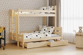 Łóżko piętrowe Lovic 90x200/120x200 z szufladami lewostronne - sosna