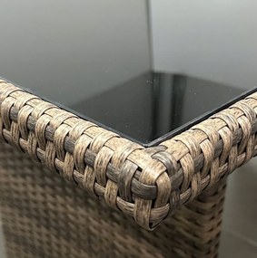 Duży zestaw mebli ogrodowych z narożnikiem Cuba 079 brąz jasny, poduszki szare