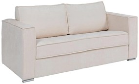 Kanapa 3-osobowa rozkładana typu express z beżową teksturowaną tapicerką - Miejsce do spania 140 cm - Materac 14 cm - LORETO