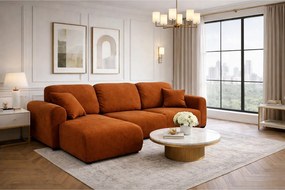 Narożnik w kształcie L z funkcją spania i pojemnikiem Bingo L, tkanina welurowa Salvador, Brązowy, Lewy