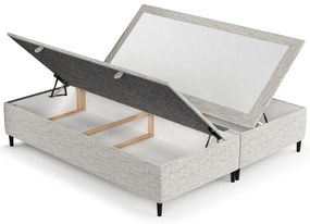Jasnoszare tapicerowane łóżko dwuosobowe ze schowkiem 180x200 cm Tate – Maison de Rêve