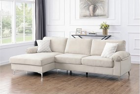 Lewy narożnik z tkaniny szenilowej "Jade" - 3-osobowy - Beżowy