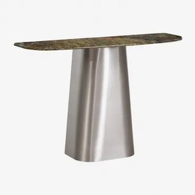 Konsola Do Przedpokoju 120x40 Cm Z Kamienia Naturalnego I Stali Nierdzewnej Moreila Zielony Marmur Forest - Sklum