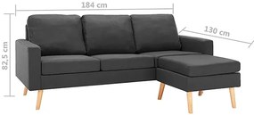 3-osobowa ciemnoszara sofa z podnóżkiem - Muria 4Q
