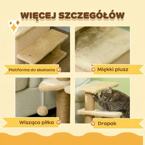 PawHut schody dla psa i kota beżowe lekkie schodki dla zwierząt domowych do łóżka i kanapy | Aosom PL