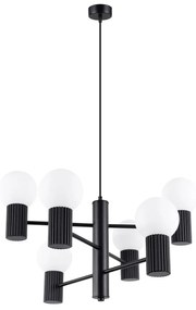 Żyrandol HALO 6 czarny ryflowany SOLLUX  LIGHTING