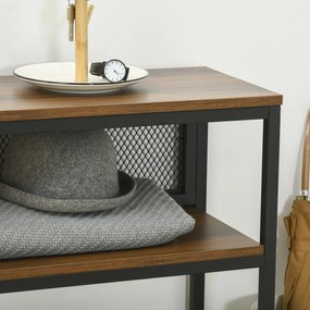 HOMCOM Stół konsolowy do korytarza z 2 półkami Metalowe zabezpieczenie przed przewróceniem Stylowy i funkcjonalny | Aosom PL