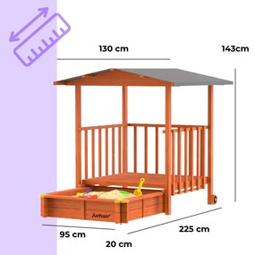 Jurhan Piaskownica z werandą SUNNY, 130x130x143cm, brązowa/szara