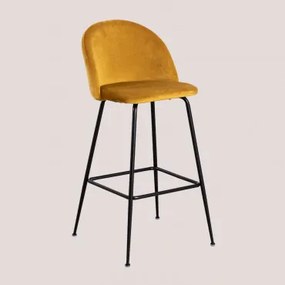 Wysoki Aksamitny Stołek Kana Design Mostaza & ↑75 Cm & Negro - Sklum