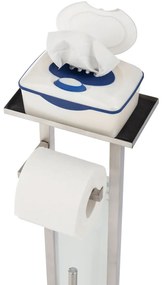 Stojak na papier toaletowy z pojemnikiem i szczotką do WC