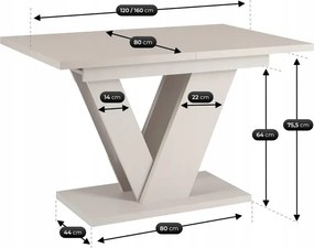 Stół Prostokątny Rozkładany CLARK 120-160 cm Kaszmir Nowoczesny