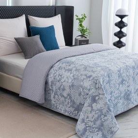 Narzuta na łóżko FLOWERS niebieski / szary Rozmiar: 200 x 220 cm