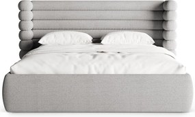 Szare tapicerowane łóżko dwuosobowe ze schowkiem ze stelażem 160x200 cm Mount – Micadoni