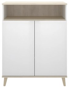Bufet kuchenny WAJDI – 2-drzwiowy z 1 wnęką – kolor biały i dębowy