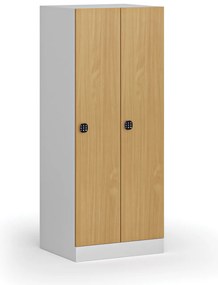 Szafa ubraniowa obniżona 2-drzwiowa, 1500 x 600 x 500 mm, demontaż, zamek kodowy, drzwi laminowane, buk