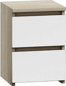 Szafka Nocna Malwa M2 | Dąb Sonoma/Biel | 30x30x40 cm | 2 Szuflady