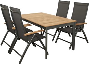 Doppler CONCEPT TEAK ogrodowy zestaw wypoczynkowy 4+1 antracyt