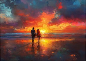 Obraz na szkle - Spacer po plaży (70x50 cm)