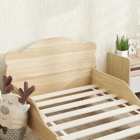 AIYAPLAY Łóżko dla dzieci łóżko domek z projektem misia dla dzieci 3-6 lat 143,5 x 80 x 55 cm drewno naturalne